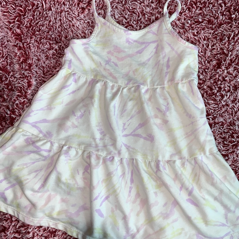 Casual Purple and Yellow Tiered Dress with Spaghetti Straps